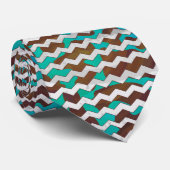 Cravate Chevron Cow Impression Brown et Turquoise (Roulé)