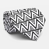 Cravate Chevron Géométrique Noir et Blanc (Roulé)