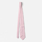 Cravate Chevron horizontal rose et blanc de grande taille (Dos)