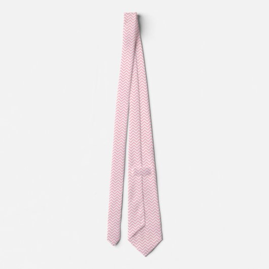 Cravate Chevron horizontal rose et blanc de taille moyenne (Dos)