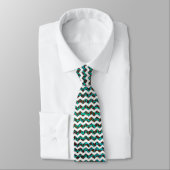 Cravate Chevron Leopard Impression Brown et Turquoise (Attaché)