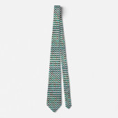 Cravate Chevron Leopard Impression Brown et Turquoise (Devant)