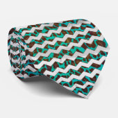 Cravate Chevron Leopard Impression Brown et Turquoise (Roulé)