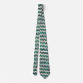 Cravate Chevron Leopard Impression Brown et Turquoise (Dos)