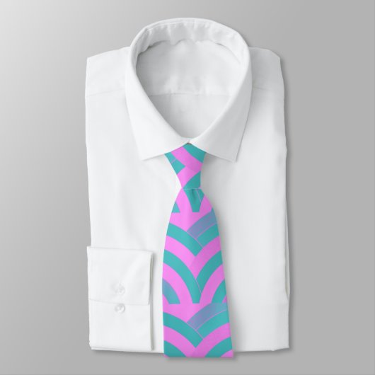 Cravate chevron moderne moderne rose/vert (Attaché)