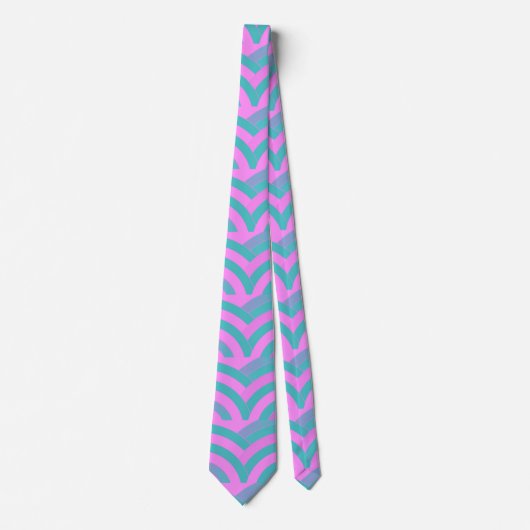 Cravate chevron moderne moderne rose/vert (Devant)