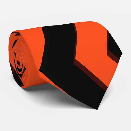 Cravate Chevron orange et noir (Roulé)