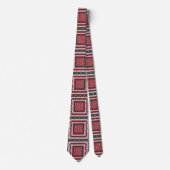 Cravate Chevron rayé carré gris blanc rouge moderne (Devant)