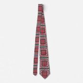 Cravate Chevron rayé carré gris blanc rouge moderne (Dos)