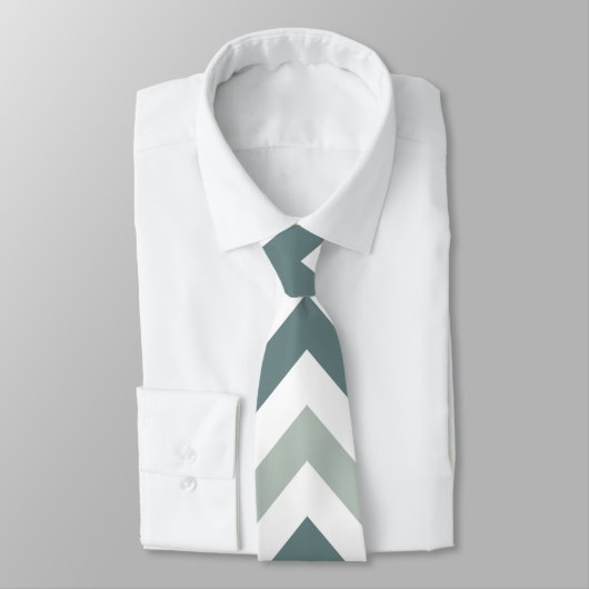 Cravate chevron turquoise et sage (Attaché)