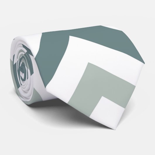 Cravate chevron turquoise et sage (Roulé)