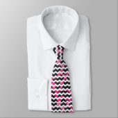 Cravate Chevron Vache rose et noir (Attaché)
