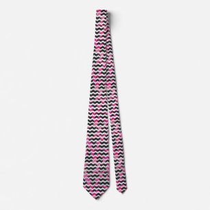 Cravate Chevron Vache rose et noir
