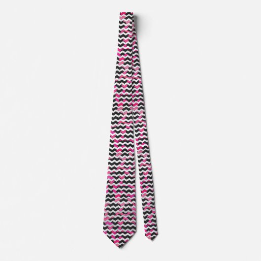 Cravate Chevron Vache rose et noir (Devant)