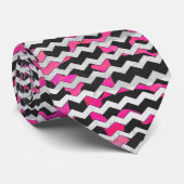 Cravate Chevron Vache rose et noir (Roulé)