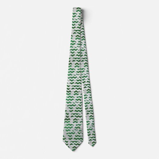 Cravate Chevron Vache vert et blanc Impression (Devant)