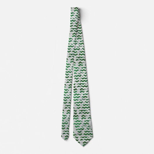 Cravate Chevron Vache vert et blanc Impression (Dos)