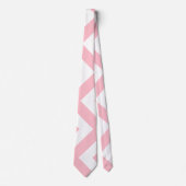 Cravate Chevron vertical géant rose et blanc (Devant)