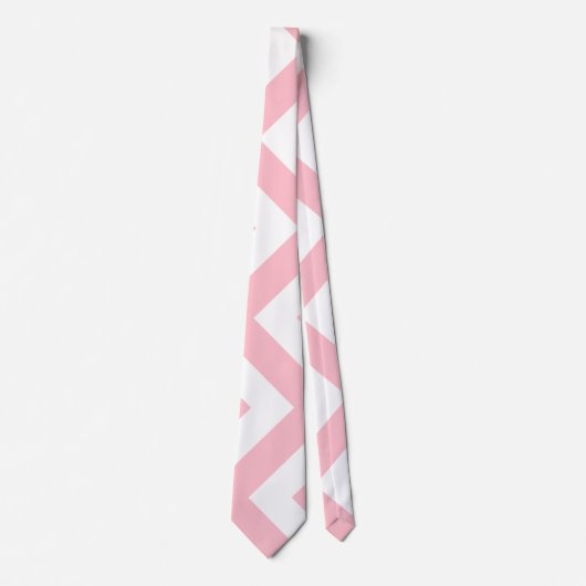 Cravate Chevron vertical géant rose et blanc (Devant)