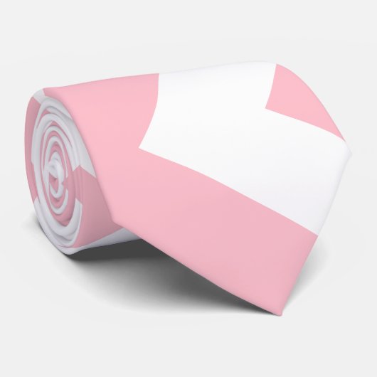 Cravate Chevron vertical géant rose et blanc (Roulé)