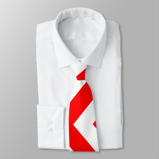Cravate Chevron vertical géant rouge et blanc (Attaché)