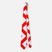 Cravate Chevron vertical géant rouge et blanc (Devant)