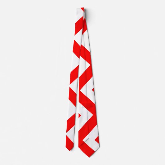 Cravate Chevron vertical géant rouge et blanc (Dos)
