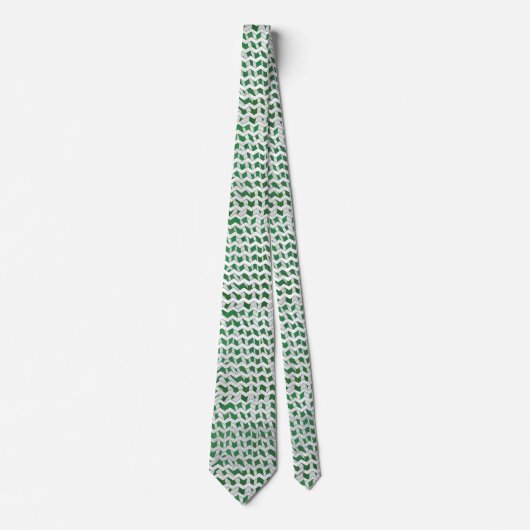 Cravate Chevron Zebra Green et White Print (Devant)