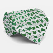 Cravate Chevron Zebra Green et White Print (Roulé)