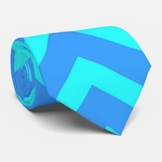 Cravate Chevron zig-zag bleu et turquoise (Roulé)