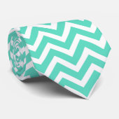 Cravate Chevron Zig Zag dans Aqua Blue (Roulé)