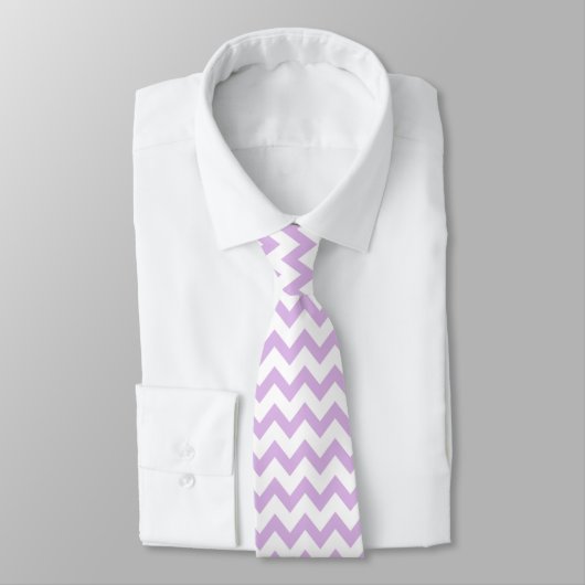 Cravate Chevron Zig Zag Motif Chic Lilac Blanc Scandi (Attaché)