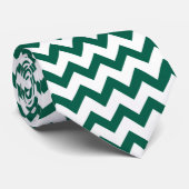 Cravate Chevron Zig Zag Motif Émeraude foncée Vert blanc (Roulé)