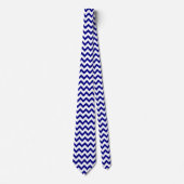 Cravate Chevron Zig Zag Pattern Navy Blue White Chic (Devant)