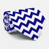 Cravate Chevron Zig Zag Pattern Navy Blue White Chic (Roulé)