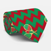 Cravate Chevron Zig Zag Ruby Red Green Tennis de Noël (Roulé)