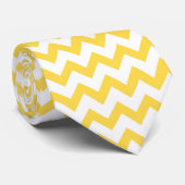 Cravate Chevron ZigZag Motif moutarde jaune blanc chic (Roulé)