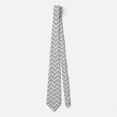 Cravate Chevrons Ikat - Gris argenté et blanc (Devant)