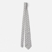 Cravate Chevrons Ikat - Gris argenté et blanc (Dos)