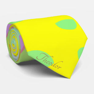Cravate Chic Abstrait Papillon or Jaune Violet Motif