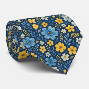 Cravate Chic avec Motif Floral Méditerranéen