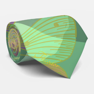 Cravate Chic Beurre d'or Pistachio Violet Motif