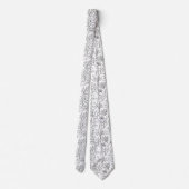 Cravate Chic Black White Line Art Vines Floral Pattern (Dos)