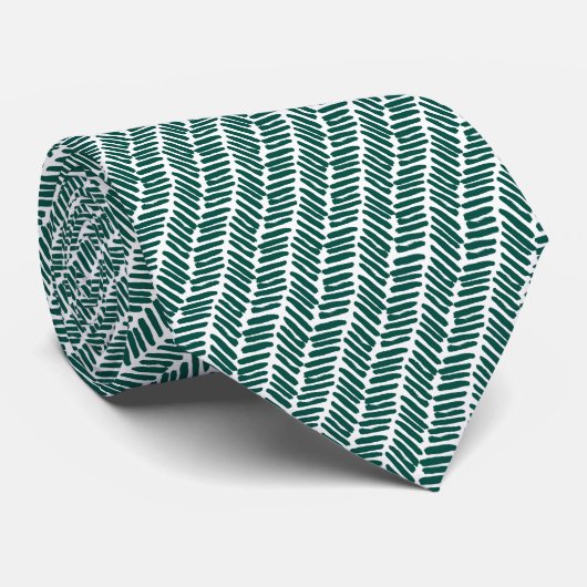 Cravate Chic blanc foncé Chypre Vert Abstrait Chevron (Roulé)