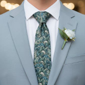 Cravate Chic bleu sarcelle foncé vert gris Art paisley