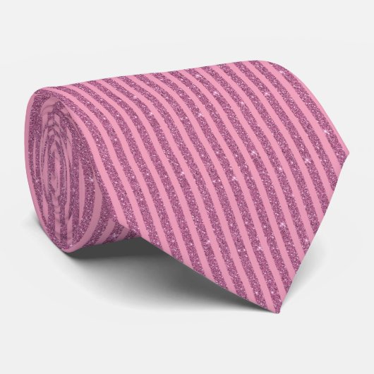 Cravate Chic Blush Pink Glitter Style Vertical Stripes (Roulé)