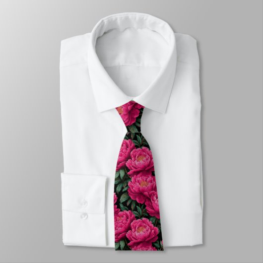 Cravate Chic Christmas Gift For Men Peonies Floral (Attaché)