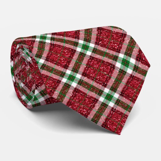 Cravate Chic Christmas Holiday Plaid Pattern  (Roulé)