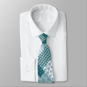 Cravate Chic ethnique Faux Patchwork Motif, Turquoise et b