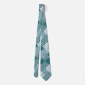 Cravate Chic ethnique Faux Patchwork Motif, Turquoise et b (Dos)